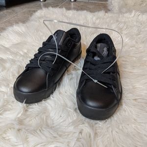 All Black Leather Polo Sneakers